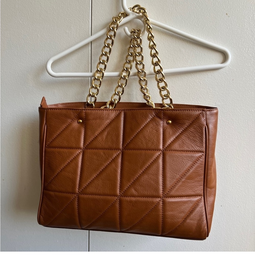 I MEDICI Firenze Italian leather quilted bag with chunky chain handles